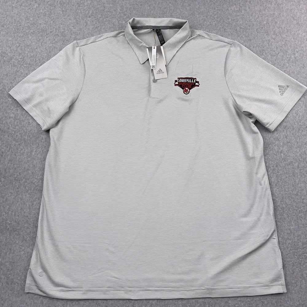 NEW Adidas Louisville Cardinals Baseball Polo Men's XL Pencil Stripe Dugout Club